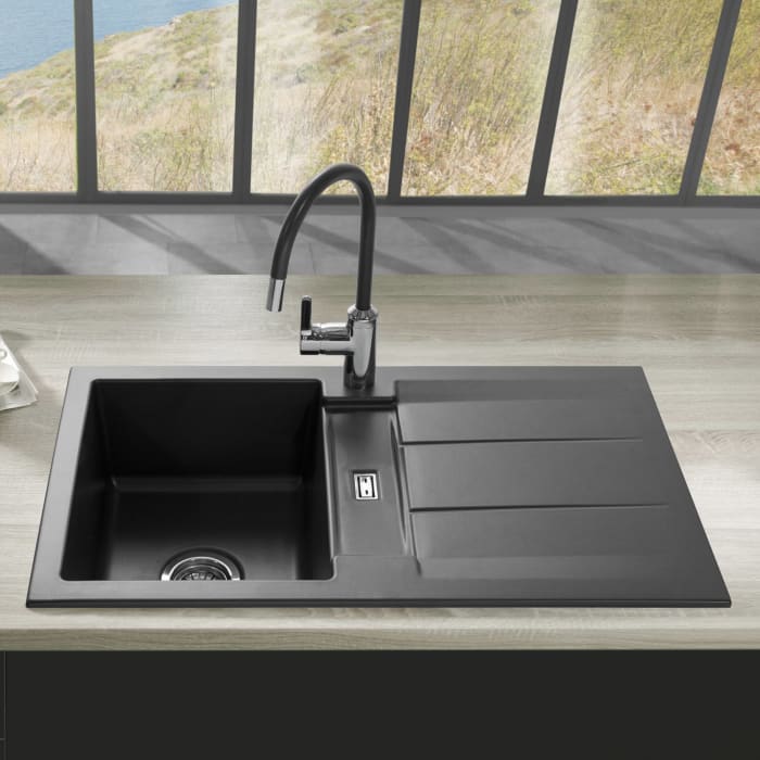 Systemceram Keradomo Genea 87 Einbauspüle reversibel mit Handbetätigung, ohne Hahnlochbohrung