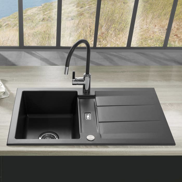 Systemceram Keradomo Genea 87 Einbauspüle reversibel mit Excenterbetätigung, ohne Hahnlochbohrung