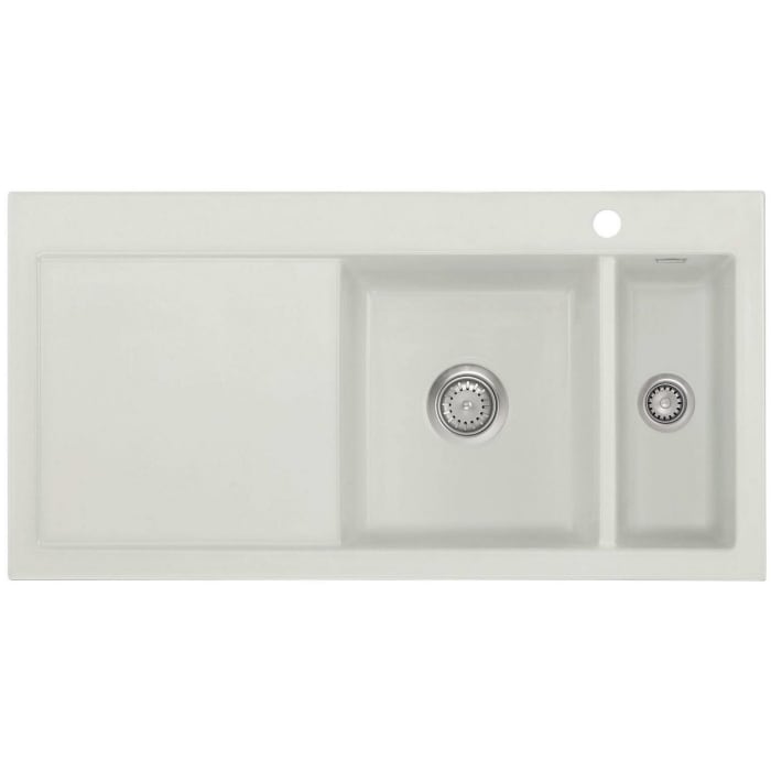 Systemceram Keradomo Mera 100 Einbauspüle rechts mit Excenterbetätigung, inkl. Armaturbohrung