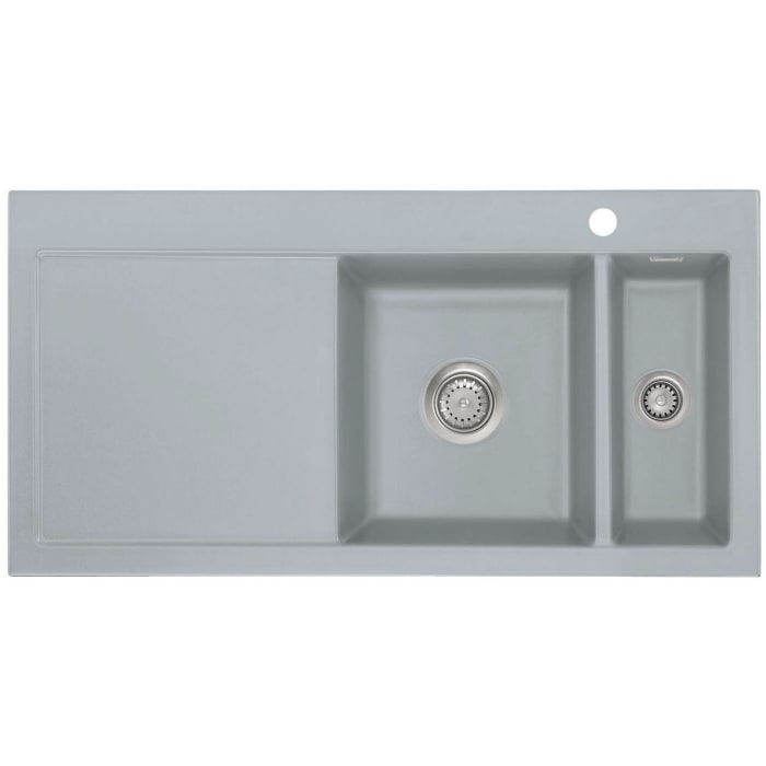 Systemceram Keradomo Mera 100 Einbauspüle rechts mit Excenterbetätigung, inkl. Armaturbohrung