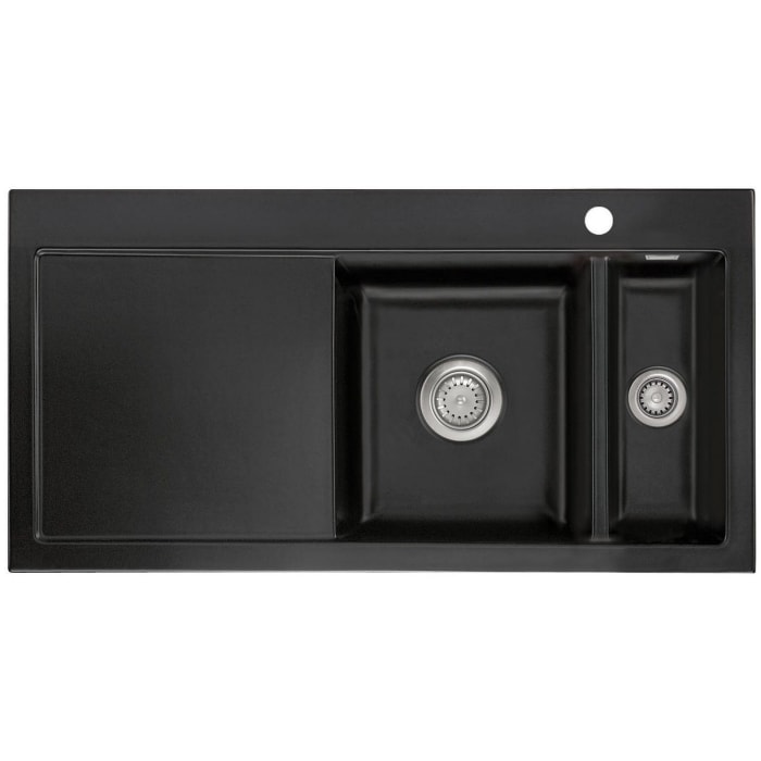 Systemceram Keradomo Mera 100 Einbauspüle rechts mit Excenterbetätigung, inkl. Armaturbohrung