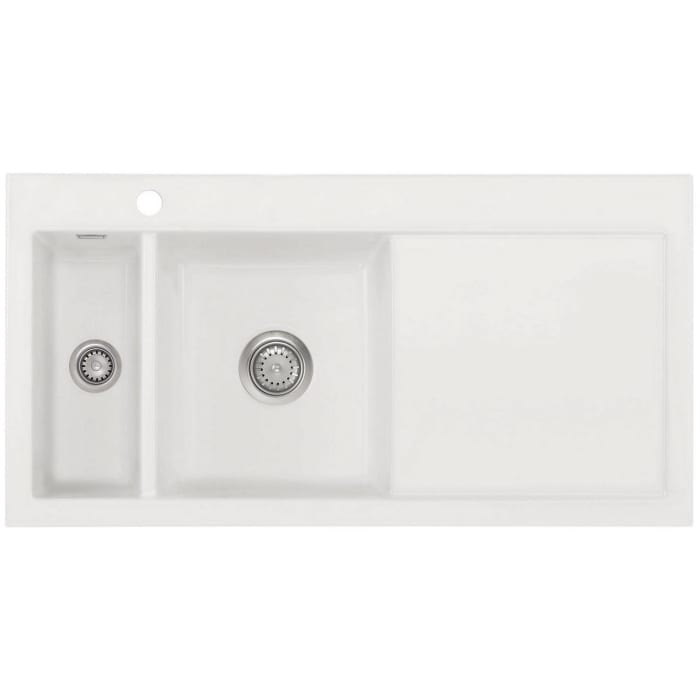 Systemceram Keradomo Mera 100 Einbauspüle links mit Excenterbetätigung, inkl. Armaturbohrung