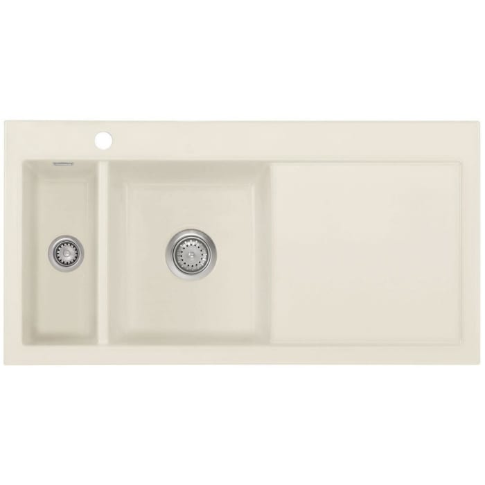 Systemceram Keradomo Mera 100 Einbauspüle links mit Excenterbetätigung, inkl. Armaturbohrung