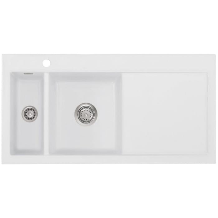 Systemceram Keradomo Mera 100 Einbauspüle links mit Excenterbetätigung, inkl. Armaturbohrung