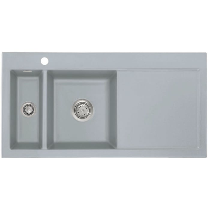 Systemceram Keradomo Mera 100 Einbauspüle links mit Excenterbetätigung, inkl. Armaturbohrung