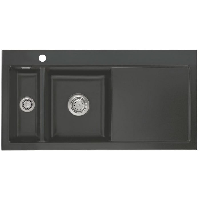 Systemceram Keradomo Mera 100 Einbauspüle links mit Excenterbetätigung, inkl. Armaturbohrung