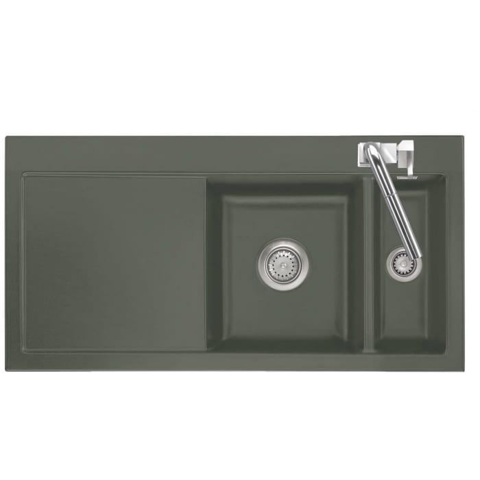 Systemceram Keradomo Mera 100 Einbauspüle rechts mit Handbetätigung, inkl. Armaturbohrung