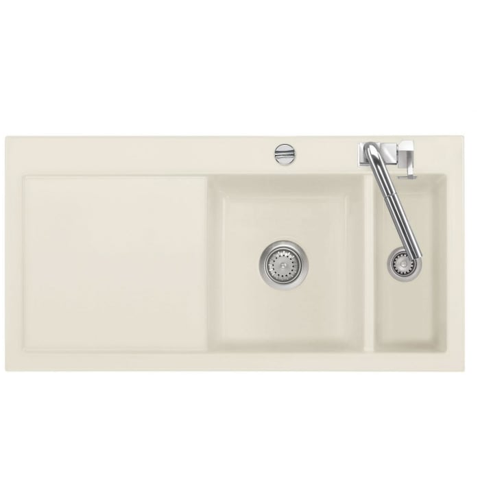 Systemceram Keradomo Mera 100 Einbauspüle rechts mit Excenterbetätigung, inkl. Armaturbohrung