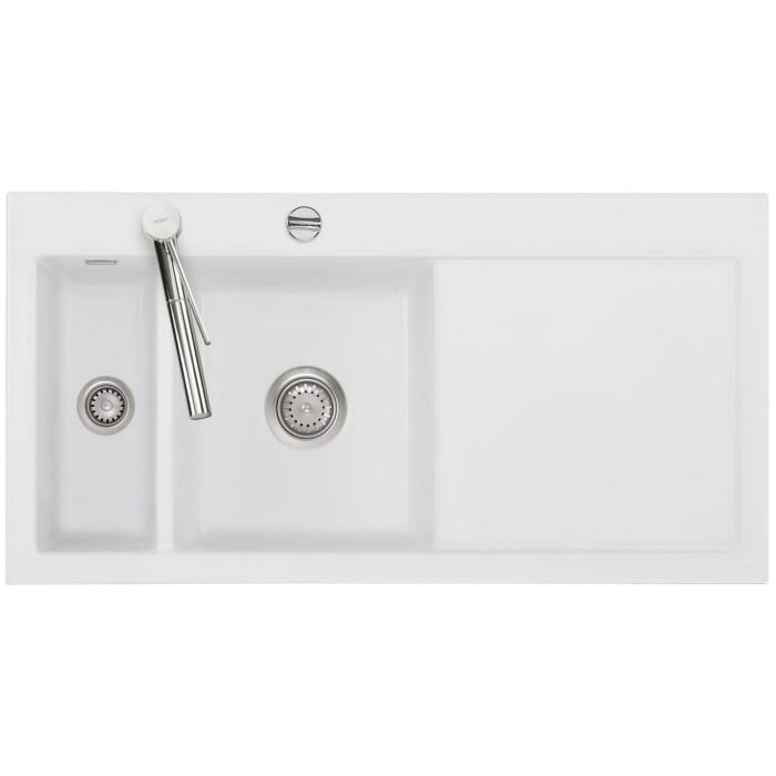 Systemceram Keradomo Mera 100 Einbauspüle links mit Excenterbetätigung, inkl. Armaturbohrung