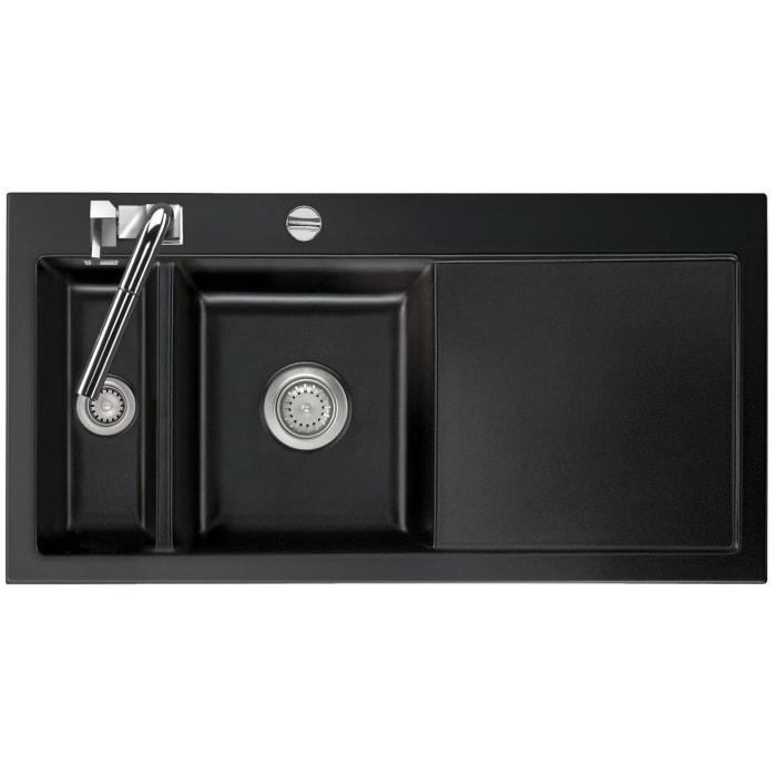 Systemceram Keradomo Mera 100 Einbauspüle links mit Excenterbetätigung, inkl. Armaturbohrung