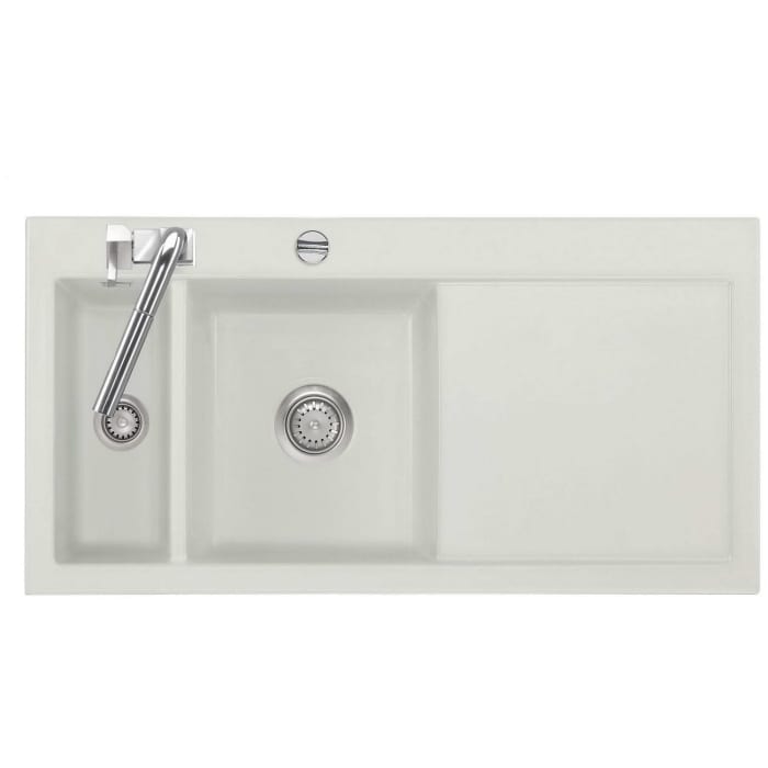 Systemceram Keradomo Mera 100 Einbauspüle links mit Excenterbetätigung, inkl. Armaturbohrung