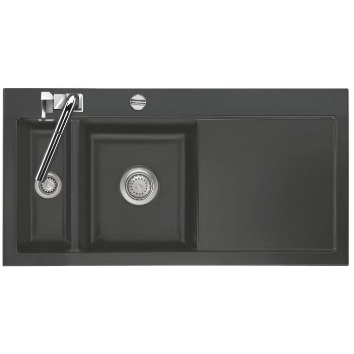 Systemceram Keradomo Mera 100 Einbauspüle links mit Excenterbetätigung, inkl. Armaturbohrung