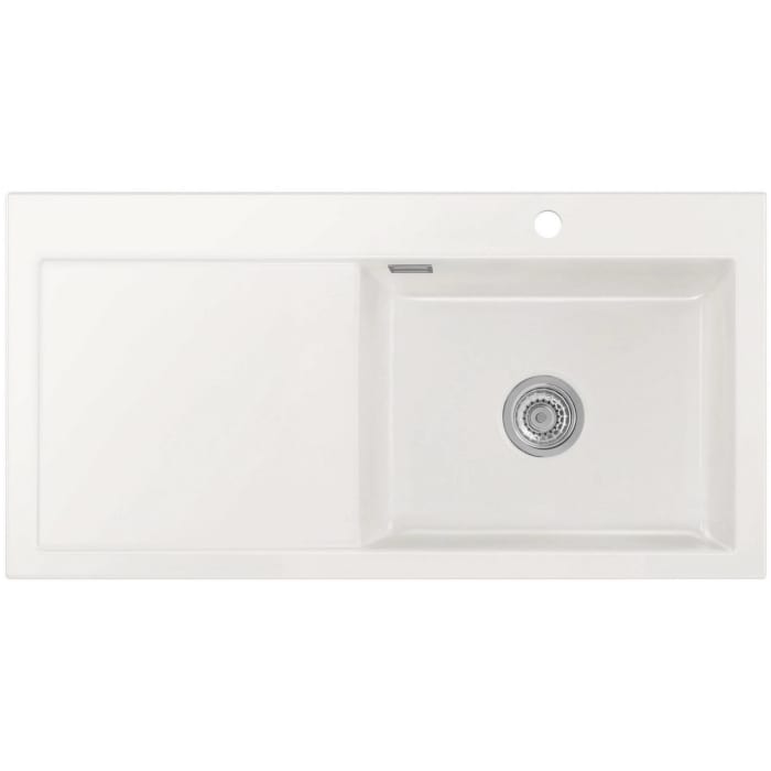 Systemceram Keradomo Mera 100 SL Einbauspüle rechts mit Excenterbetätigung, inkl. Armaturbohrung