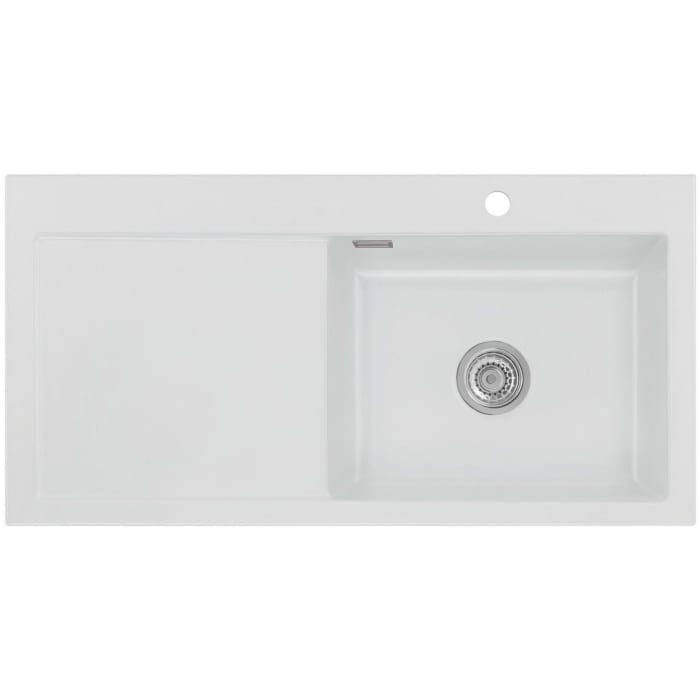 Systemceram Keradomo Mera 100 SL Einbauspüle rechts mit Excenterbetätigung, inkl. Armaturbohrung