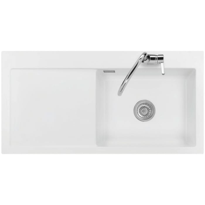 Systemceram Keradomo Mera 100 SL Einbauspüle rechts mit Handbetätigung, inkl. Armaturbohrung