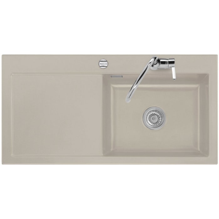 Systemceram Keradomo Mera 100 SL Einbauspüle rechts mit Excenterbetätigung, inkl. Armaturbohrung