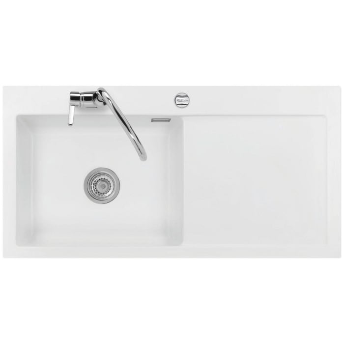 Systemceram Keradomo Mera 100 SL Einbauspüle links mit Excenterbetätigung, inkl. Armaturbohrung