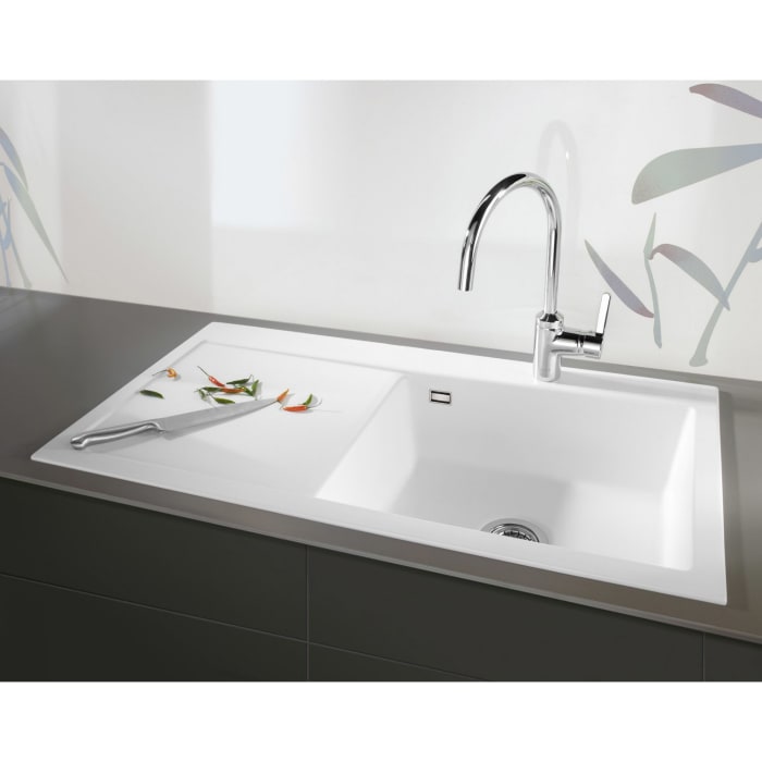 Systemceram Keradomo Mera 100 SL Einbauspüle rechts mit Handbetätigung, inkl. Armaturbohrung