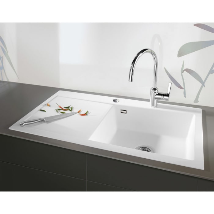 Systemceram Keradomo Mera 100 SL Einbauspüle rechts mit Excenterbetätigung, inkl. Armaturbohrung