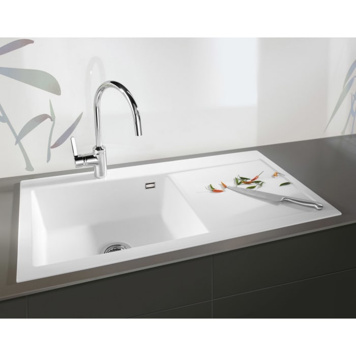 Systemceram Keradomo Mera 100 SL Einbauspüle links mit Handbetätigung, inkl. Armaturbohrung