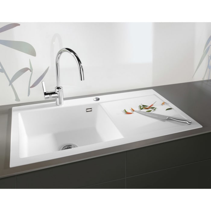 Systemceram Keradomo Mera 100 SL Einbauspüle links mit Excenterbetätigung, inkl. Armaturbohrung