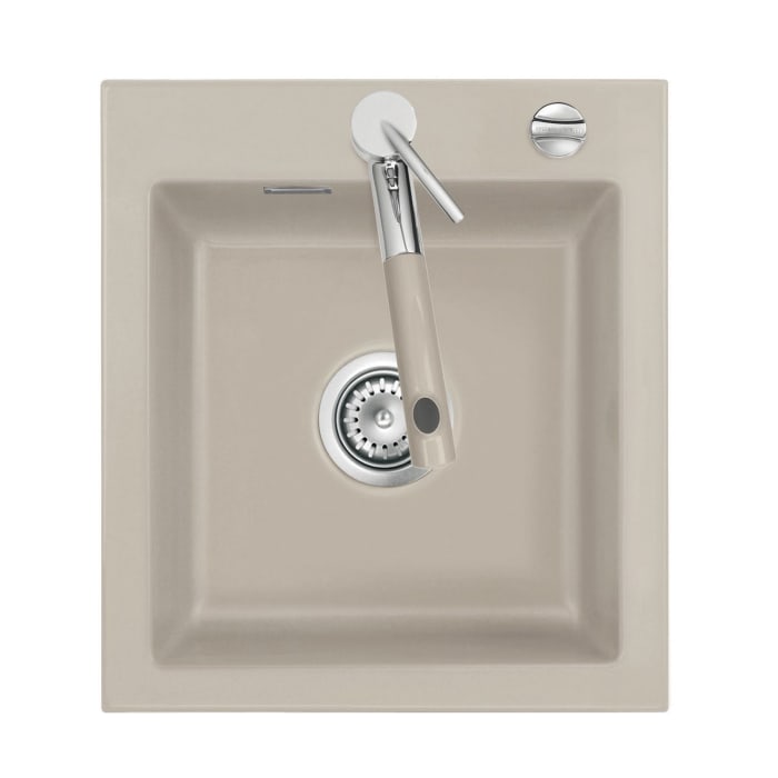 Systemceram Keradomo Mera 46 Einbauspüle mit Excenterbetätigung, inkl. Armaturbohrung