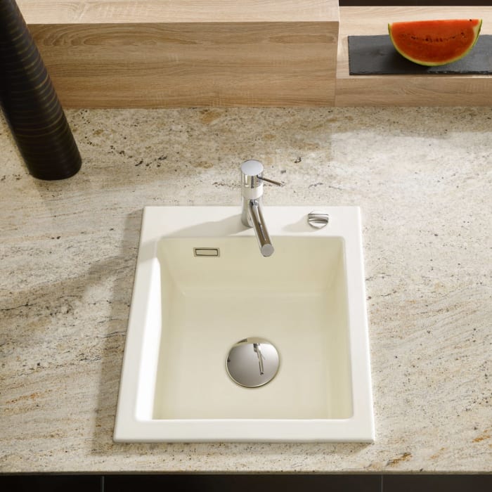 Systemceram Keradomo Mera 46 Einbauspüle mit Excenterbetätigung, inkl. Armaturbohrung