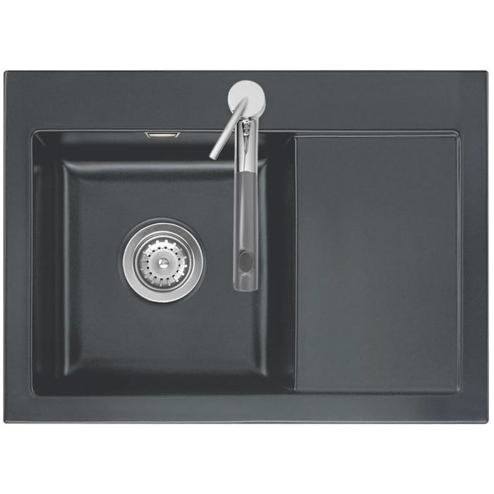 Systemceram Keradomo Mera 70 Einbauspüle links  mit Handbetätigung, inkl. Armaturbohrung