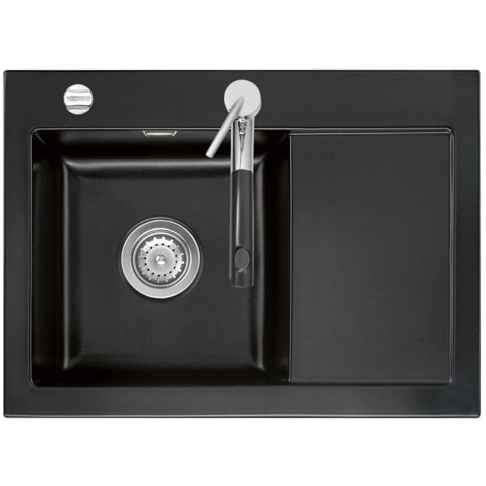 Systemceram Keradomo Mera 70 Einbauspüle links mit Excenterbetätigung, inkl. Armaturbohrung