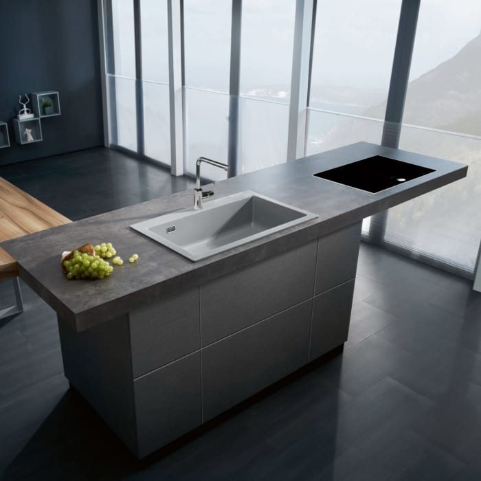 Systemceram Keradomo Mera 80 Einbauspüle mit Handbetätigung, inkl. Armaturbohrung