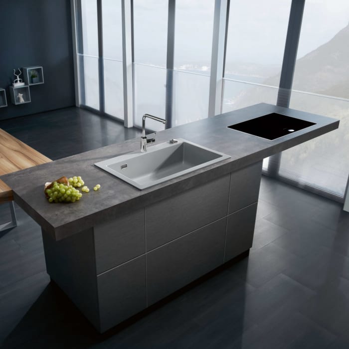 Systemceram Keradomo Mera 80 Einbauspüle mit Excenterbetätigung, inkl. Armaturbohrung