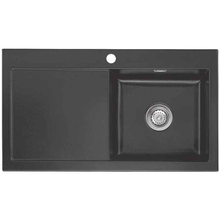 Systemceram Keradomo Mera 90 Einbauspüle rechts mit Excenterbetätigung, inkl. Armaturbohrung