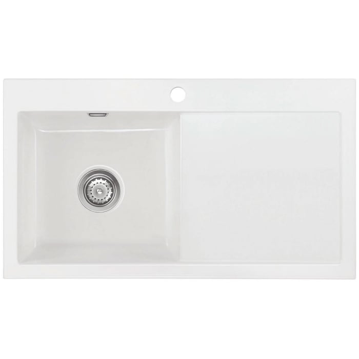 Systemceram Keradomo Mera 90 Einbauspüle links mit Excenterbetätigung, inkl. Armaturbohrung