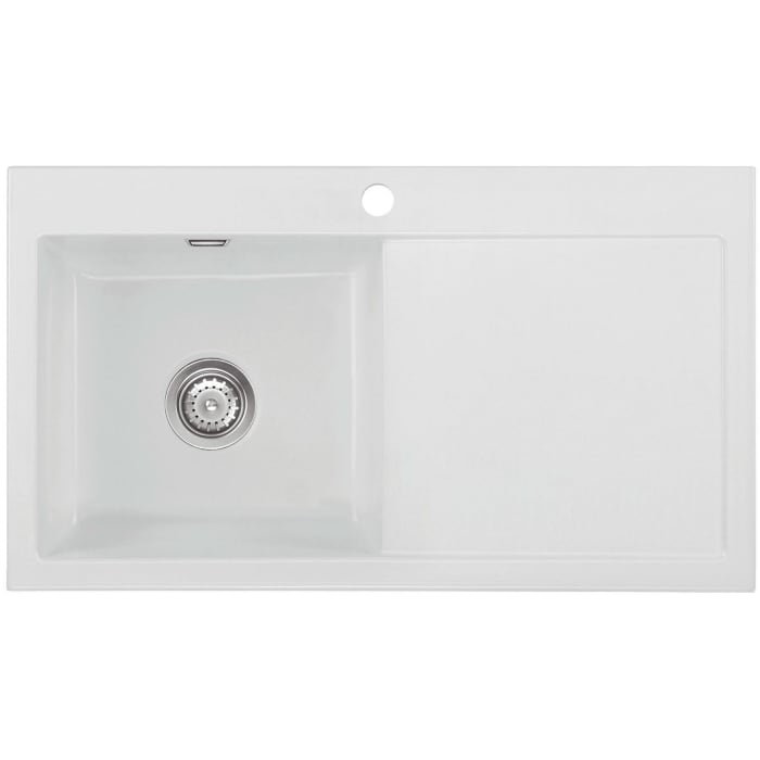 Systemceram Keradomo Mera 90 Einbauspüle links mit Excenterbetätigung, inkl. Armaturbohrung