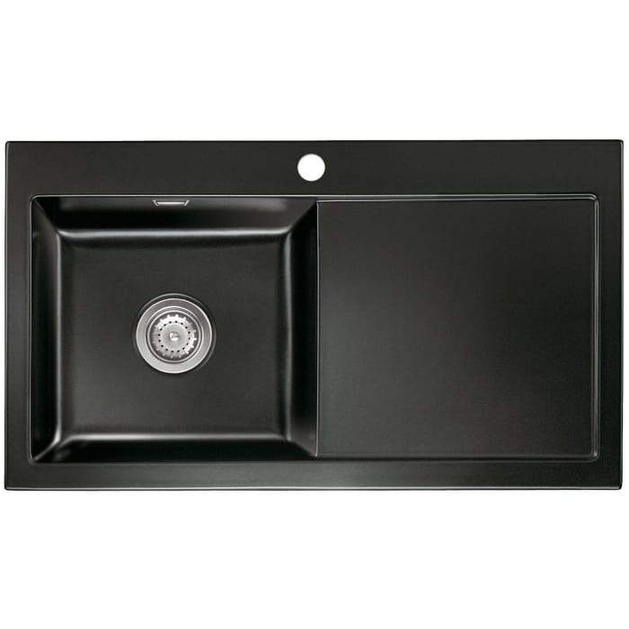 Systemceram Keradomo Mera 90 Einbauspüle links mit Excenterbetätigung, inkl. Armaturbohrung