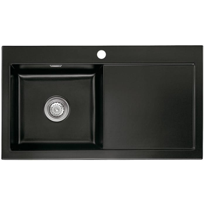 Systemceram Keradomo Mera 90 Einbauspüle links mit Excenterbetätigung, inkl. Armaturbohrung