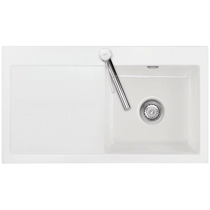 Systemceram Keradomo Mera 90 Einbauspüle rechts mit Handbetätigung, inkl. Armaturbohrung