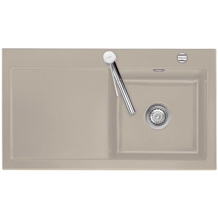 Systemceram Keradomo Mera 90 Einbauspüle rechts mit Excenterbetätigung, inkl. Armaturbohrung