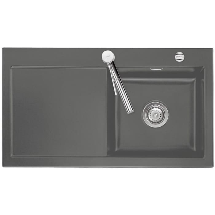 Systemceram Keradomo Mera 90 Einbauspüle rechts mit Excenterbetätigung, inkl. Armaturbohrung