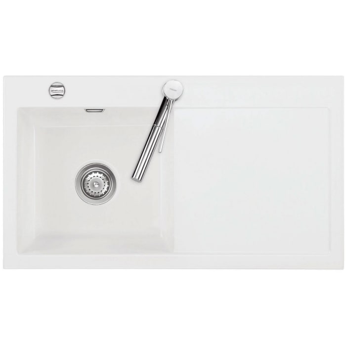 Systemceram Keradomo Mera 90 Einbauspüle links mit Excenterbetätigung, inkl. Armaturbohrung