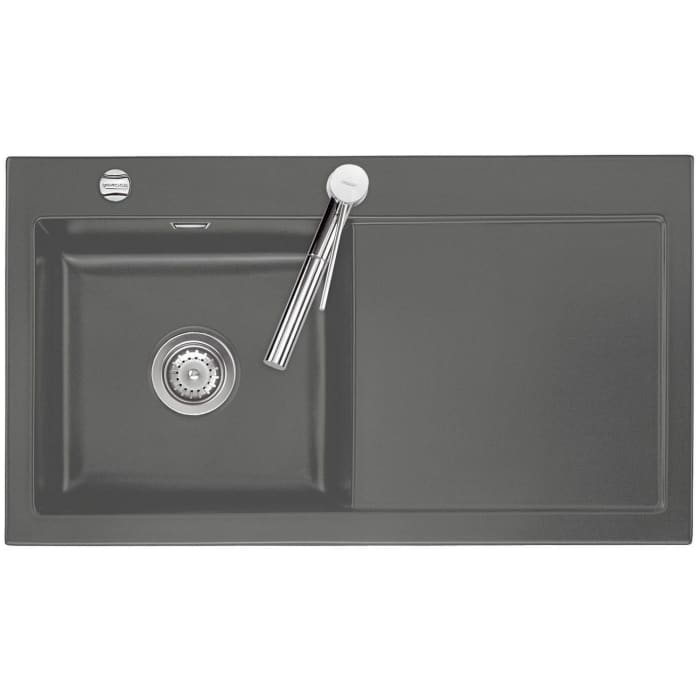 Systemceram Keradomo Mera 90 Einbauspüle links mit Excenterbetätigung, inkl. Armaturbohrung