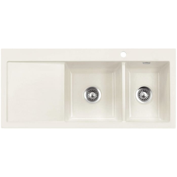 Systemceram Keradomo Mera Double Einbauspüle rechts mit Excenterbetätigung, inkl. Armaturbohrung