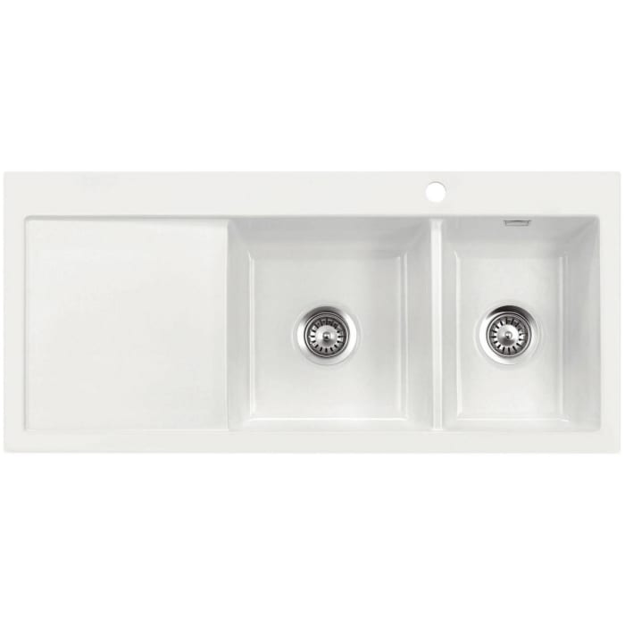 Systemceram Keradomo Mera Double Einbauspüle rechts mit Excenterbetätigung, inkl. Armaturbohrung