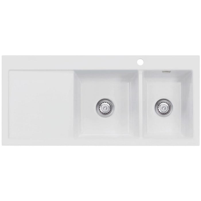 Systemceram Keradomo Mera Double Einbauspüle rechts mit Excenterbetätigung, inkl. Armaturbohrung