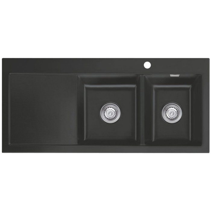 Systemceram Keradomo Mera Double Einbauspüle rechts mit Excenterbetätigung, inkl. Armaturbohrung