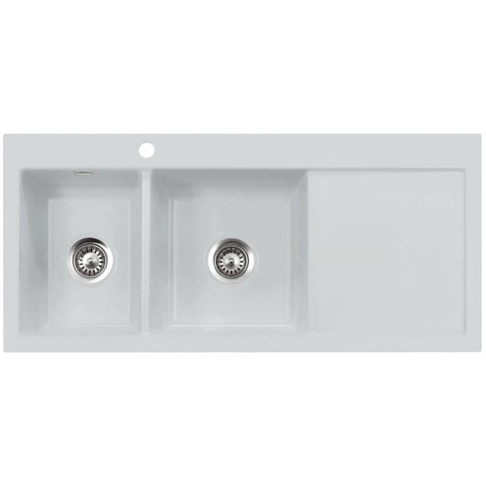 Systemceram Keradomo Mera Double Einbauspüle links mit Handbetätigung, inkl. Armaturbohrung
