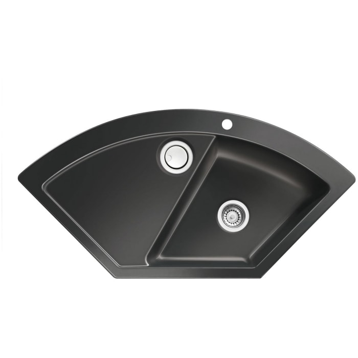 Systemceram Keradomo Mera Eck Einbauspüle mit Handbetätigung, inkl. Armaturbohrung