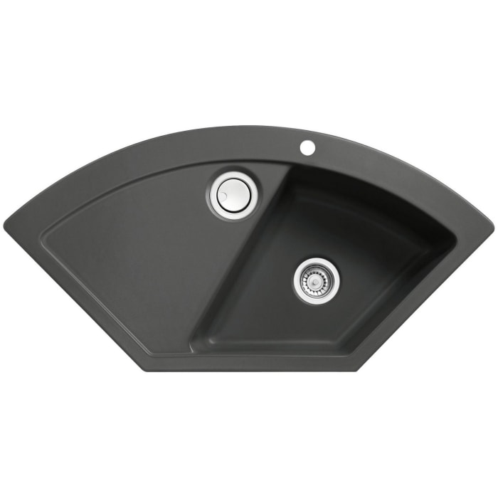 Systemceram Keradomo Mera Eck Einbauspüle mit Handbetätigung, inkl. Armaturbohrung