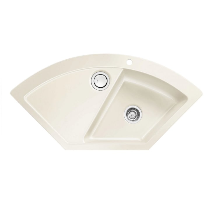 Systemceram Keradomo Mera Eck Einbauspüle mit Excenterbetätigung, inkl. Armaturbohrung