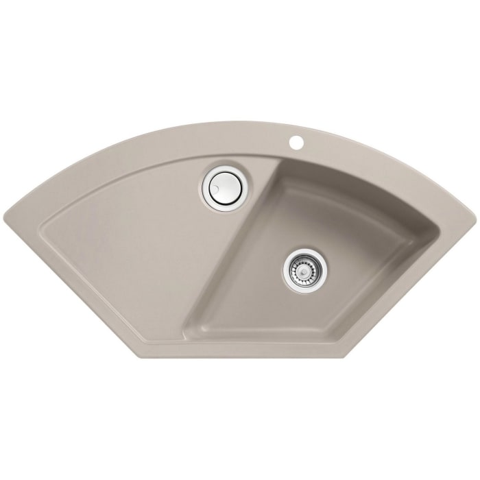 Systemceram Keradomo Mera Eck Einbauspüle mit Excenterbetätigung, inkl. Armaturbohrung